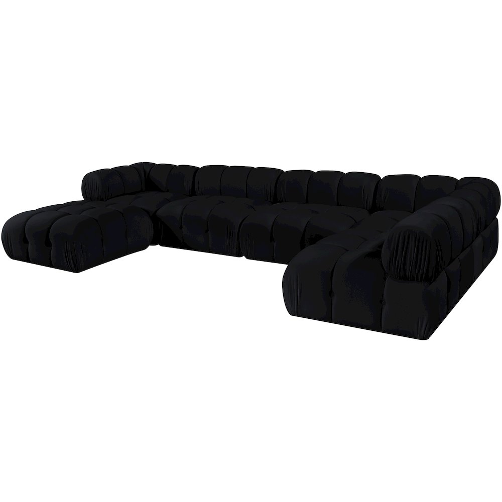 Orin Black Velvet Performance Fabric Upholstered 6 pc. Sectional