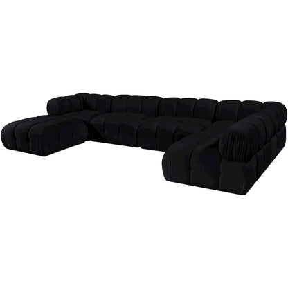 Orin Black Velvet Performance Fabric Upholstered 6 pc. Sectional