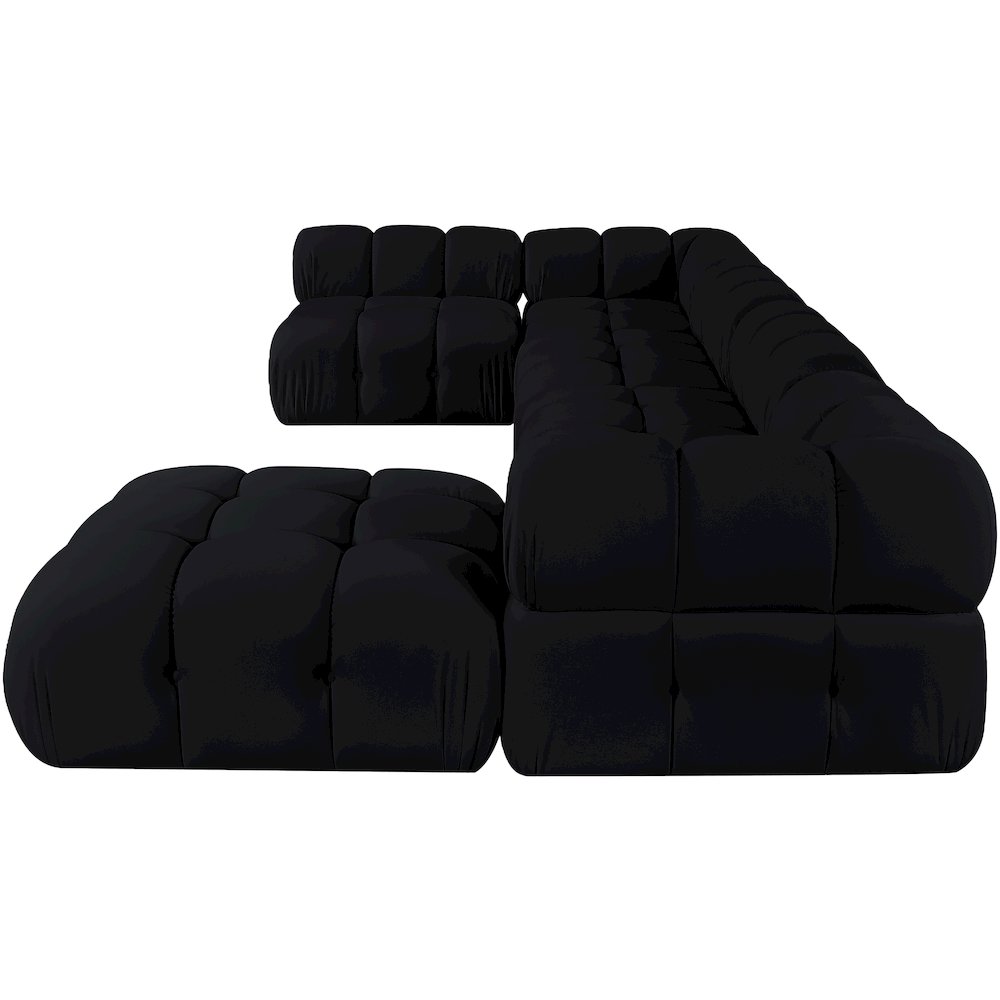 Orin Black Velvet Performance Fabric Upholstered 6 pc. Sectional