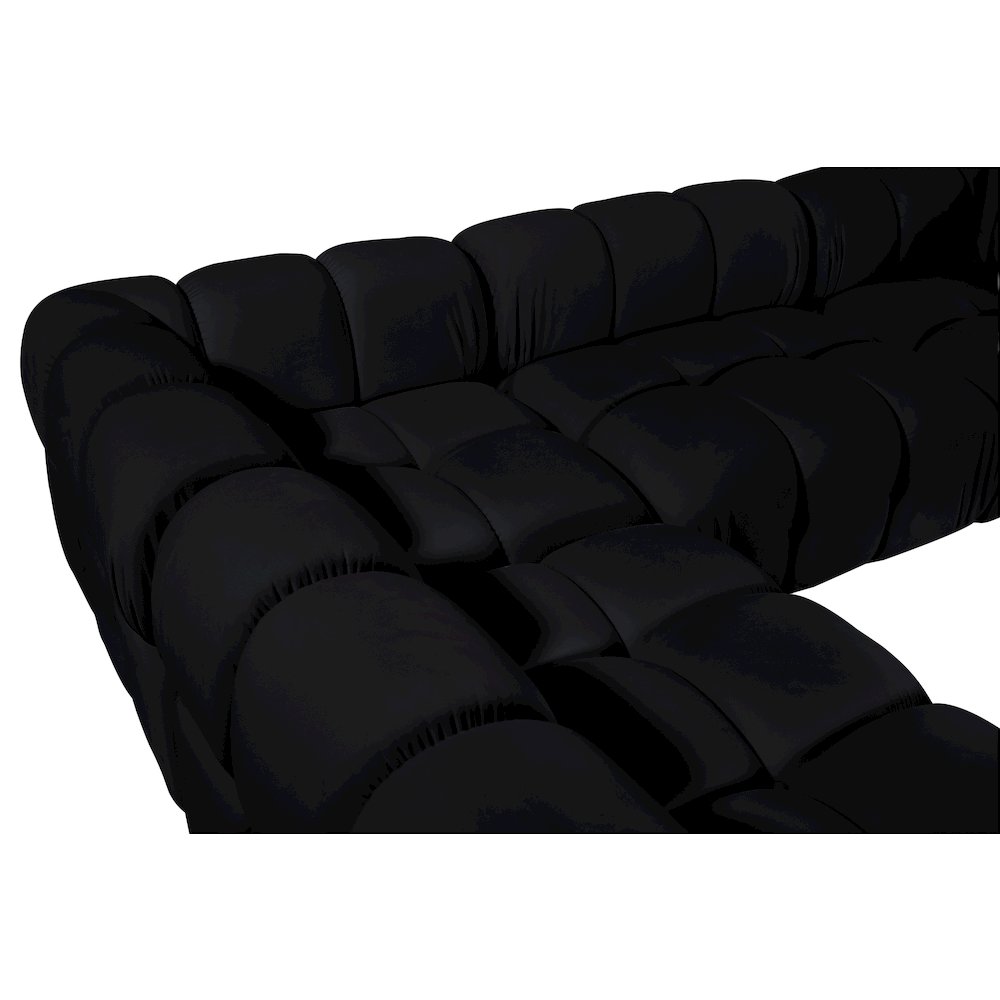 Orin Black Velvet Performance Fabric Upholstered 6 pc. Sectional