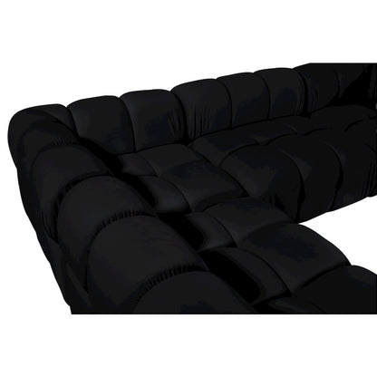 Orin Black Velvet Performance Fabric Upholstered 6 pc. Sectional