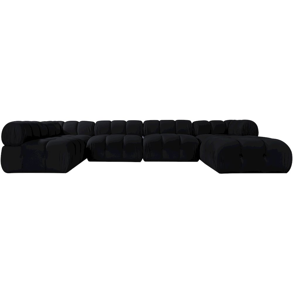 Orin Black Velvet Performance Fabric Upholstered 6 pc. Sectional