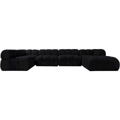 Orin Black Velvet Performance Fabric Upholstered 6 pc. Sectional