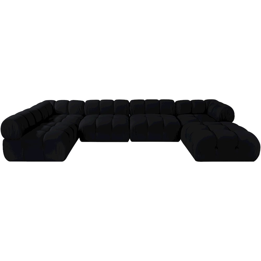 Orin Black Velvet Performance Fabric Upholstered 6 pc. Sectional