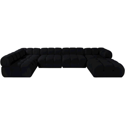 Orin Black Velvet Performance Fabric Upholstered 6 pc. Sectional