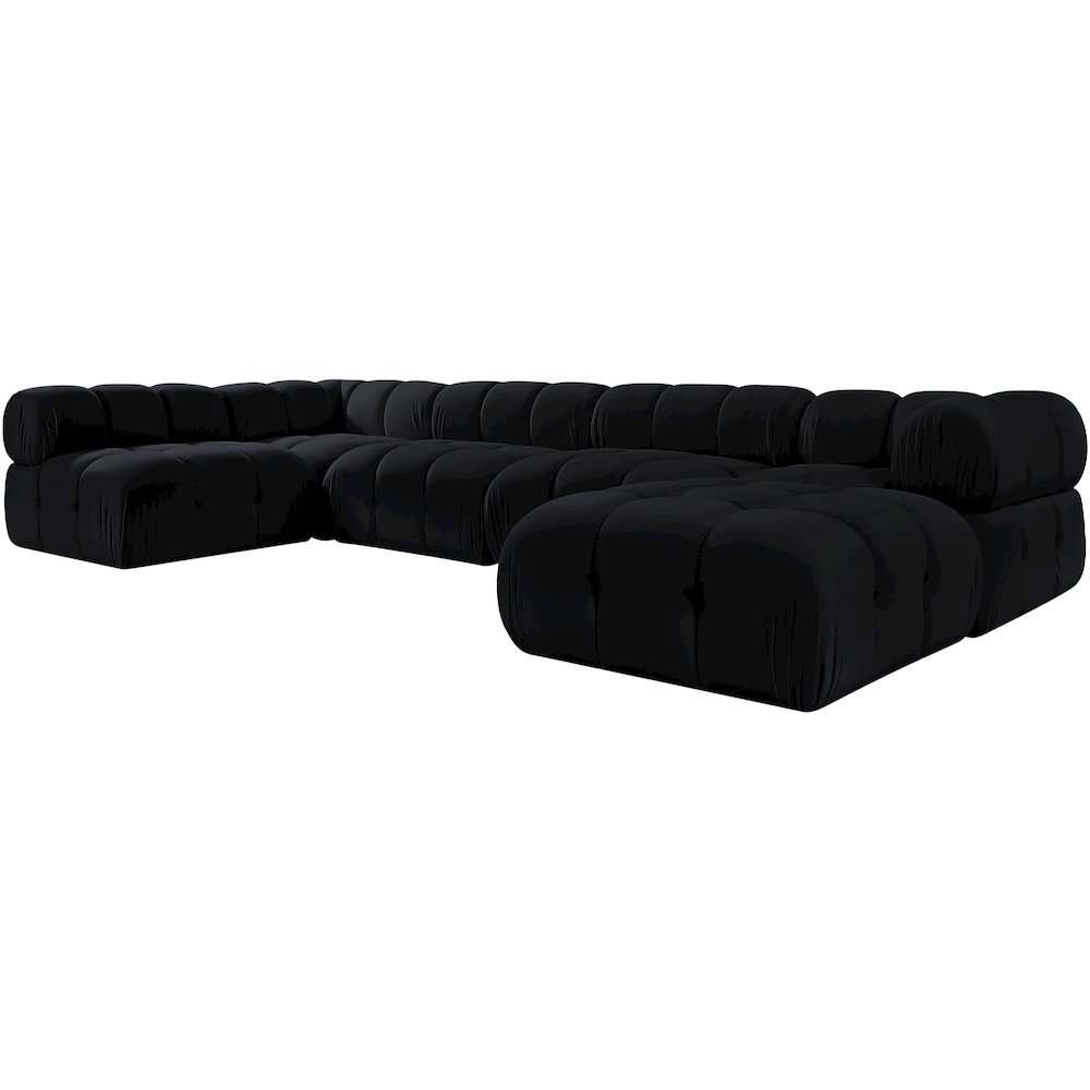 Orin Black Velvet Performance Fabric Upholstered 6 pc. Sectional