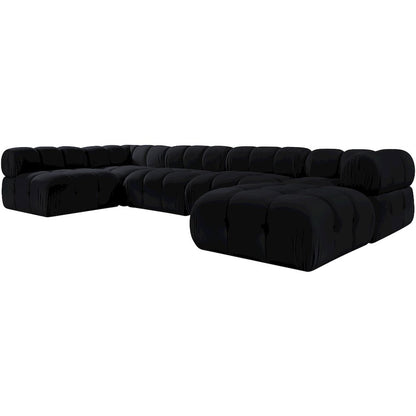Orin Black Velvet Performance Fabric Upholstered 6 pc. Sectional