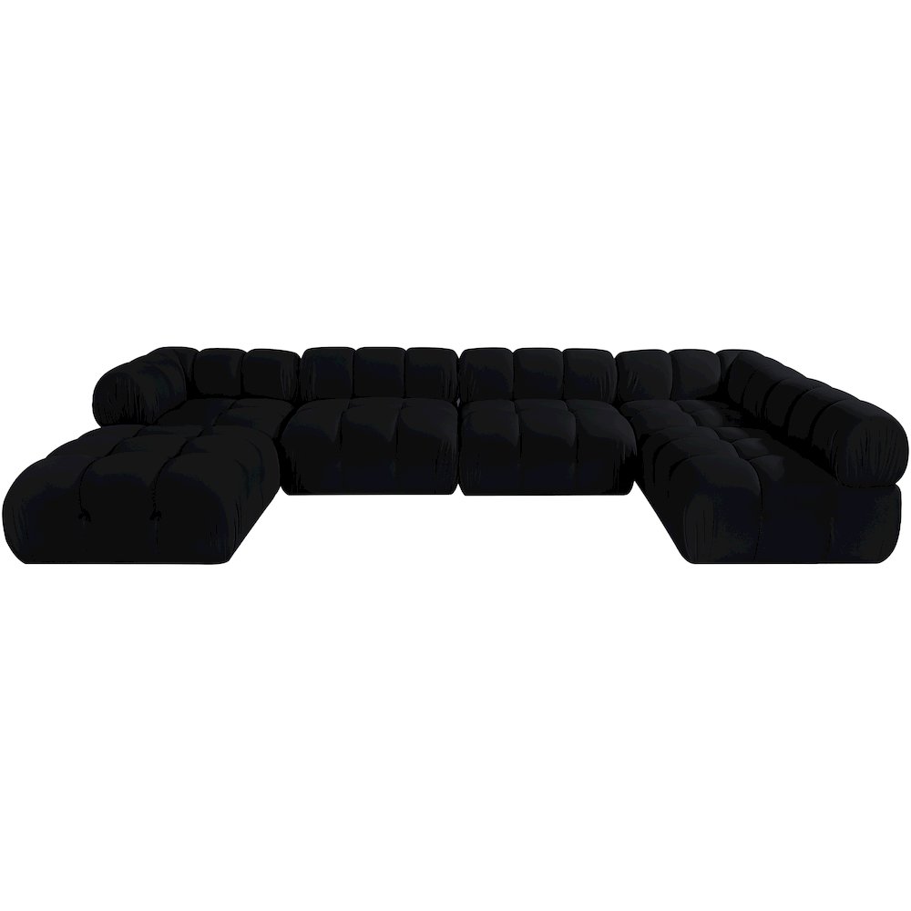 Orin Black Velvet Performance Fabric Upholstered 6 pc. Sectional
