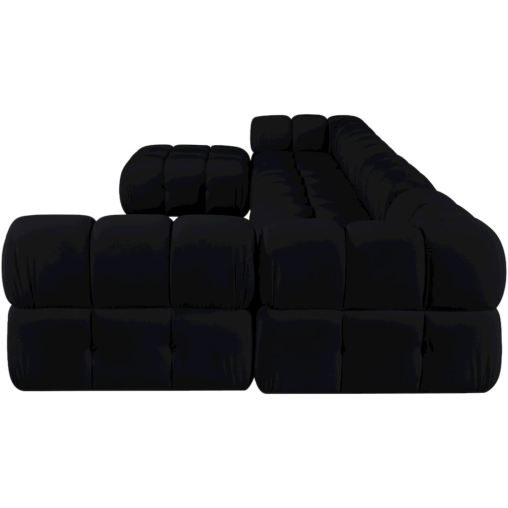 Orin Black Velvet Performance Fabric Upholstered 6 pc. Sectional