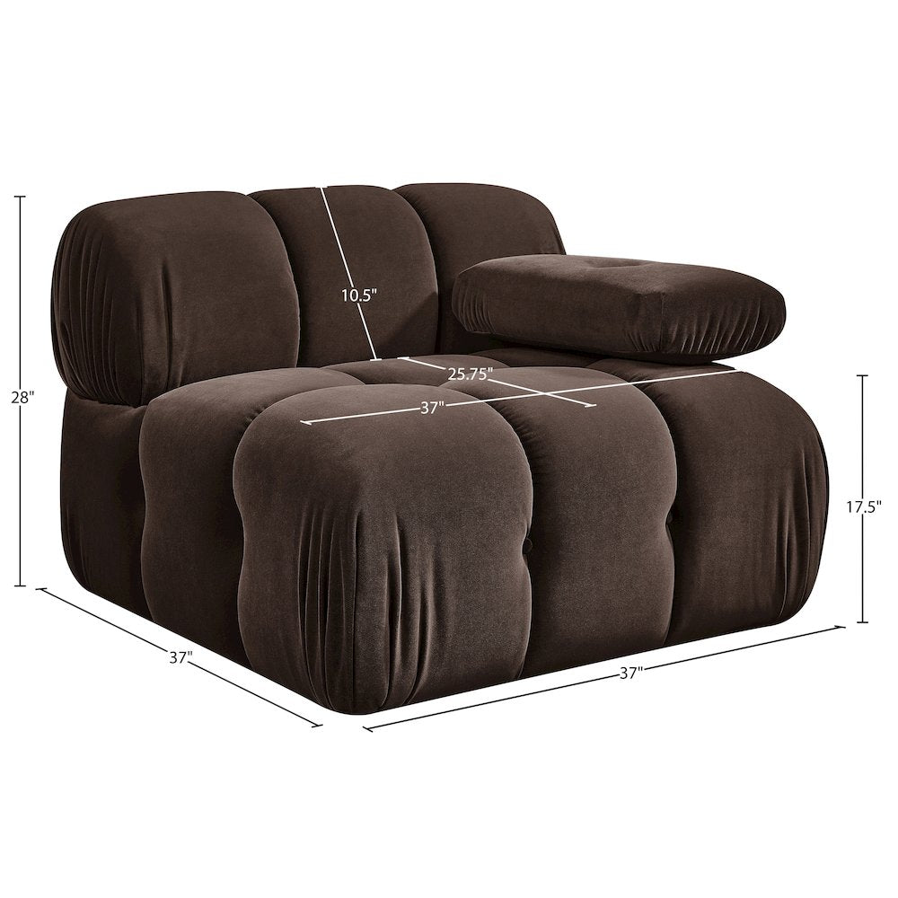 Orin Brown Velvet Performance Fabric Upholstered Modular Chair