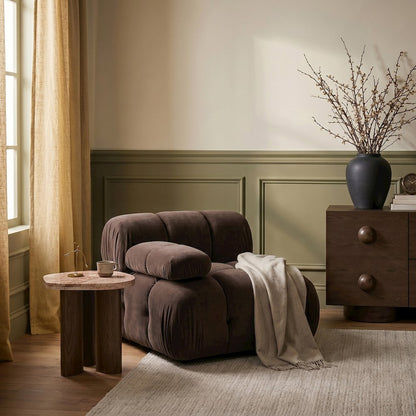 Orin Brown Velvet Performance Fabric Upholstered Modular Chair