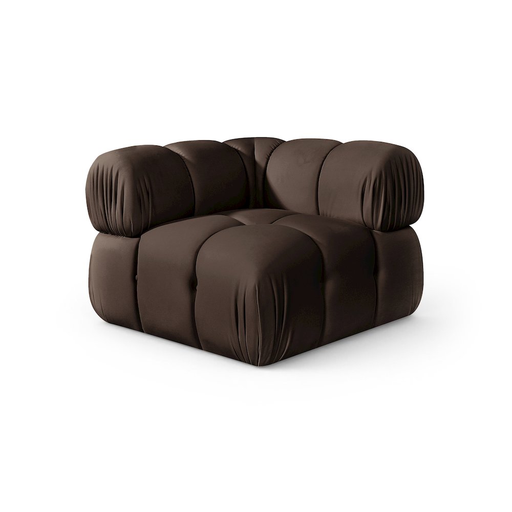 Orin Brown Velvet Performance Fabric Upholstered Modular Corner Chair