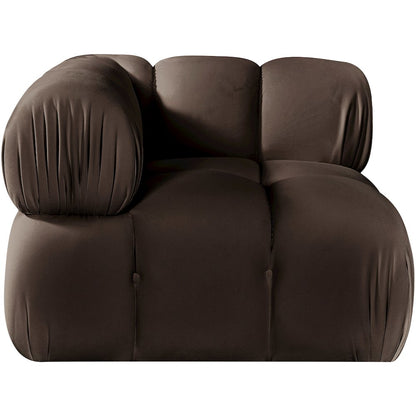 Orin Brown Velvet Performance Fabric Upholstered Modular Corner Chair