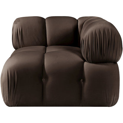 Orin Brown Velvet Performance Fabric Upholstered Modular Corner Chair