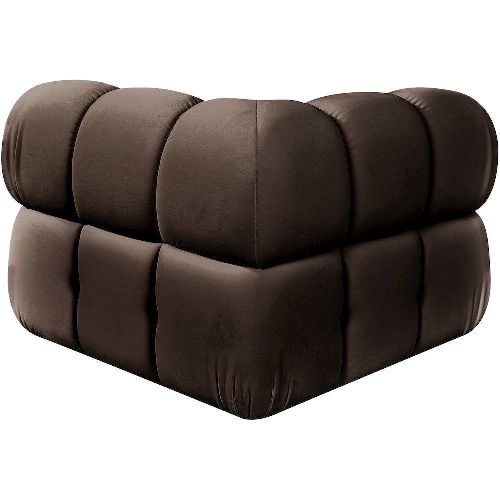Orin Brown Velvet Performance Fabric Upholstered Modular Corner Chair