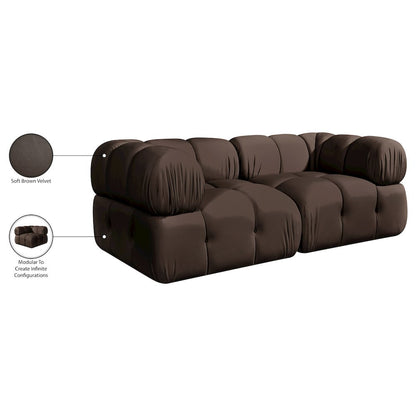Orin Brown Velvet Performance Fabric Upholstered 2 pc. Modular Sofa