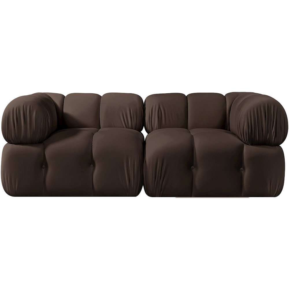 Orin Brown Velvet Performance Fabric Upholstered 2 pc. Modular Sofa