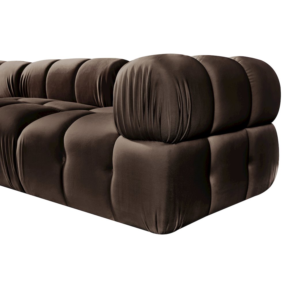 Orin Brown Velvet Performance Fabric Upholstered 3 pc. Modular Sofa