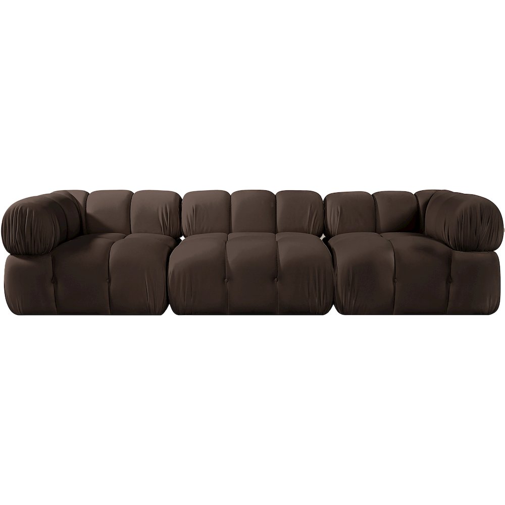 Orin Brown Velvet Performance Fabric Upholstered 3 pc. Modular Sofa