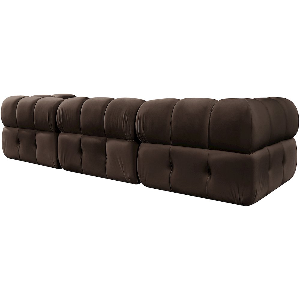 Orin Brown Velvet Performance Fabric Upholstered 3 pc. Modular Sofa