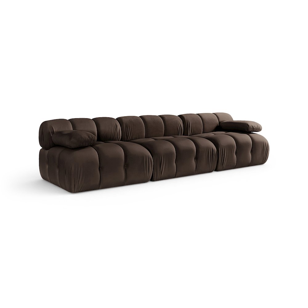 Orin Brown Velvet Performance Fabric Upholstered 3 pc. Modular Sofa