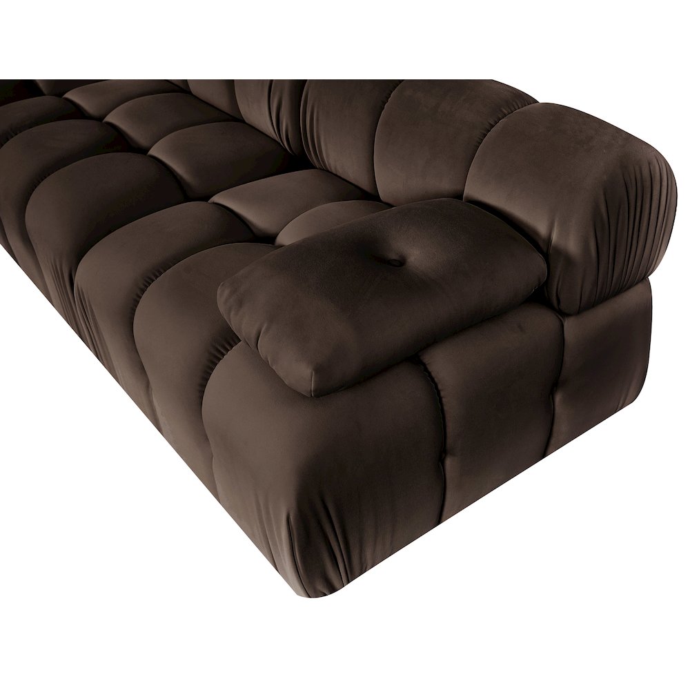 Orin Brown Velvet Performance Fabric Upholstered 3 pc. Modular Sofa