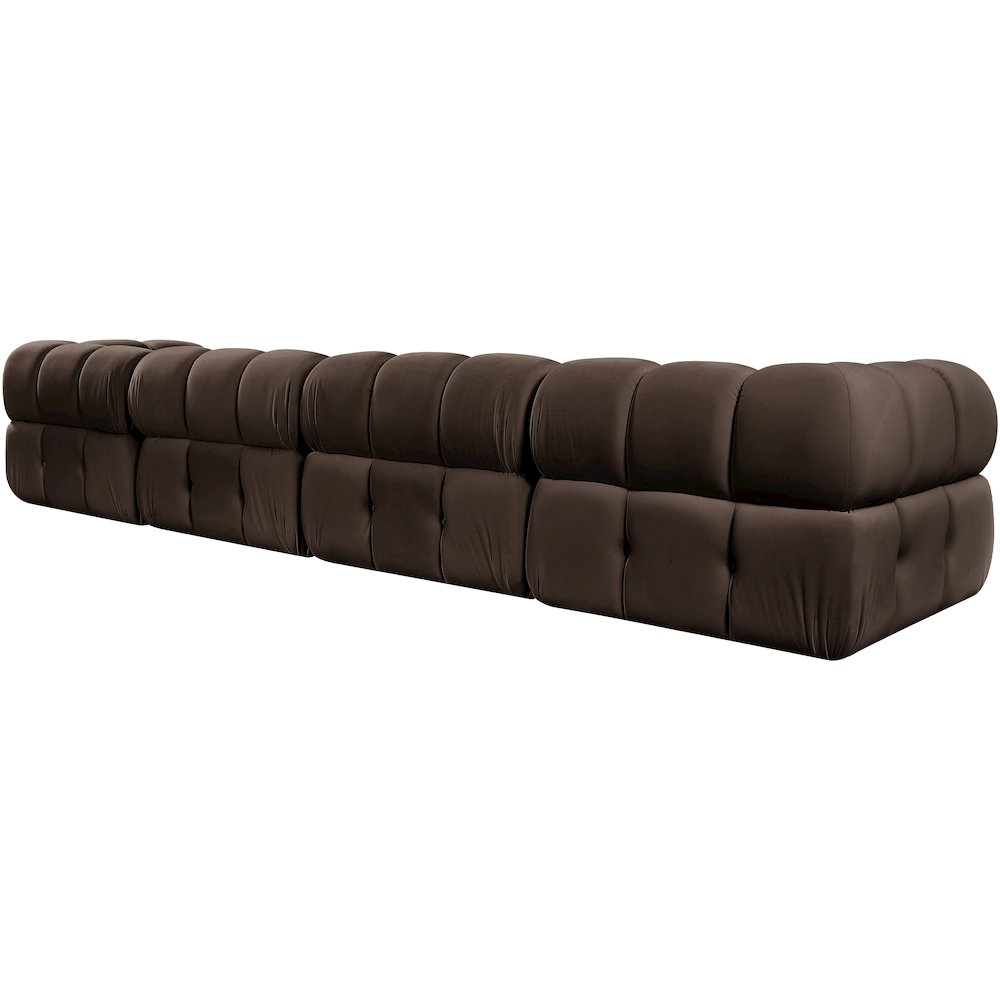 Orin Brown Velvet Performance Fabric Upholstered 4 pc. Modular Sofa