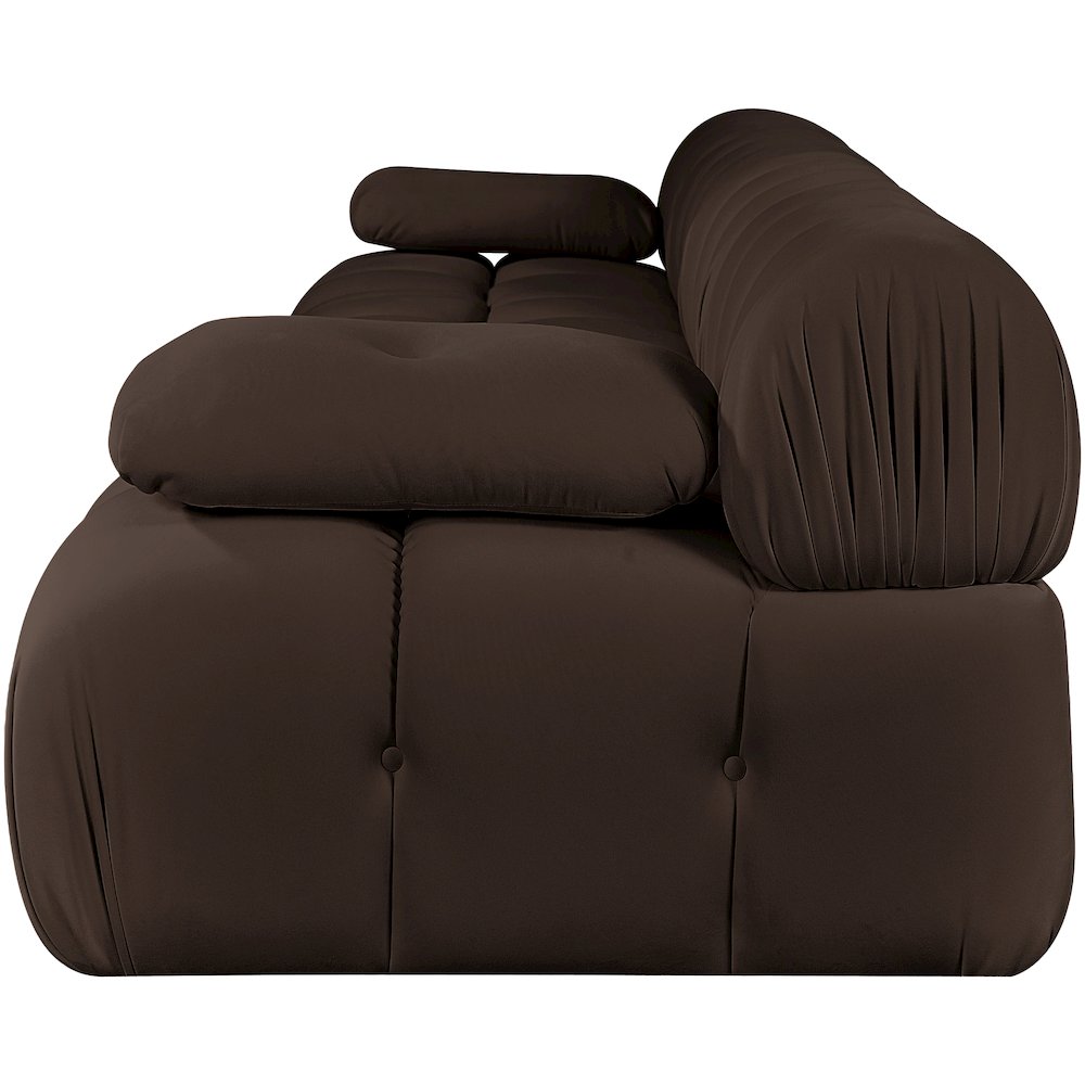 Orin Brown Velvet Performance Fabric Upholstered 4 pc. Modular Sofa