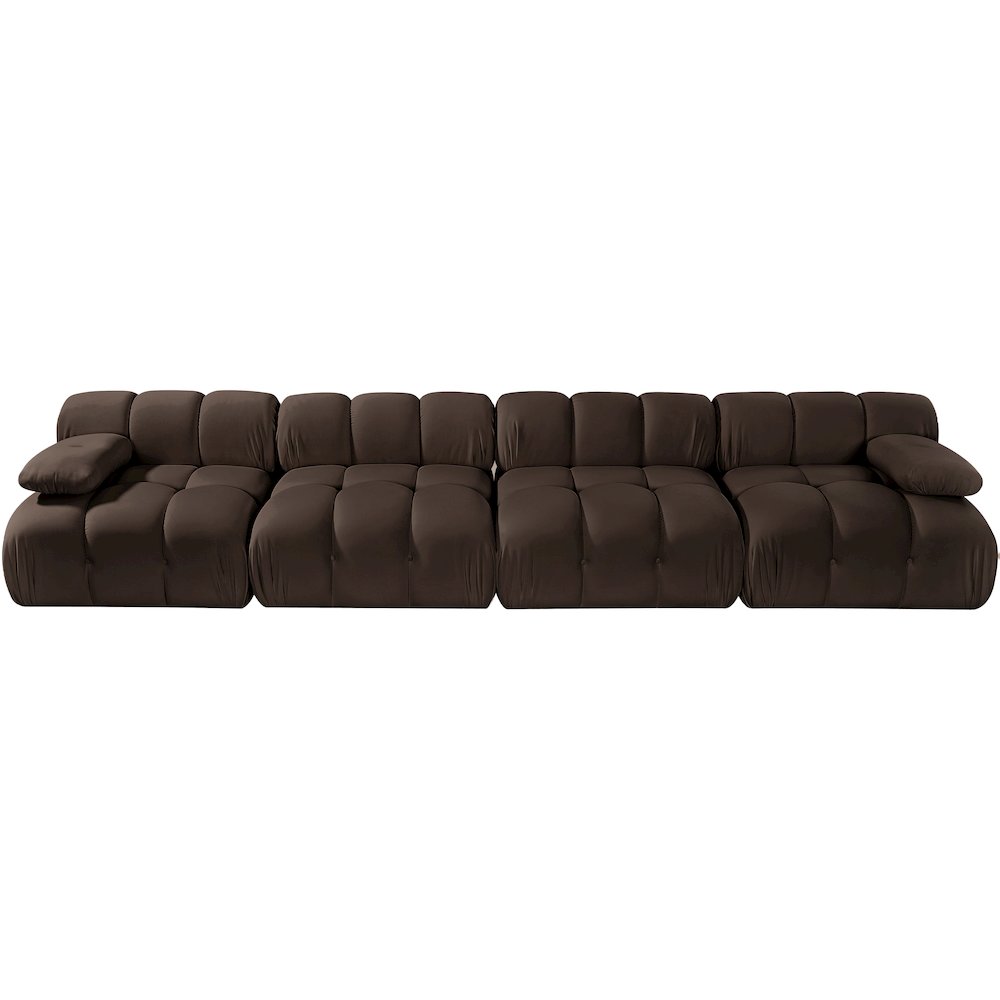 Orin Brown Velvet Performance Fabric Upholstered 4 pc. Modular Sofa