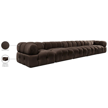 Orin Brown Velvet Performance Fabric Upholstered 5 pc. Modular Sofa