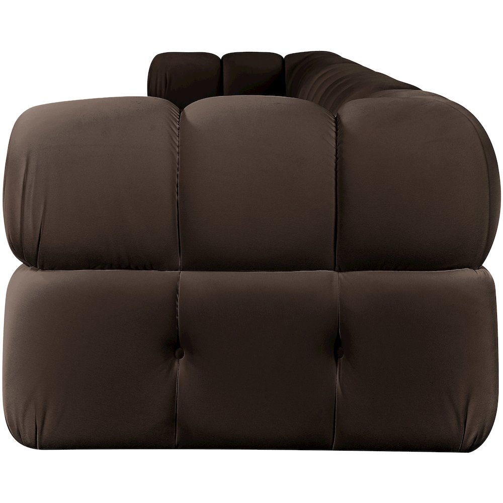 Orin Brown Velvet Performance Fabric Upholstered 5 pc. Modular Sofa