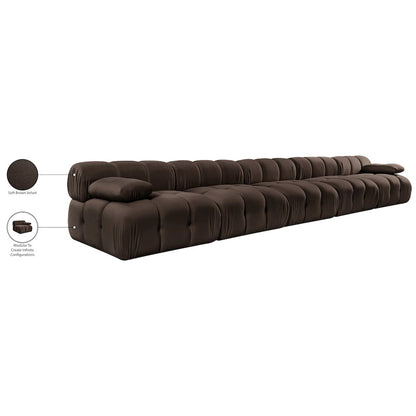 Orin Brown Velvet Performance Fabric Upholstered 5 pc. Modular Sofa