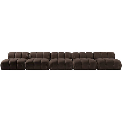 Orin Brown Velvet Performance Fabric Upholstered 5 pc. Modular Sofa