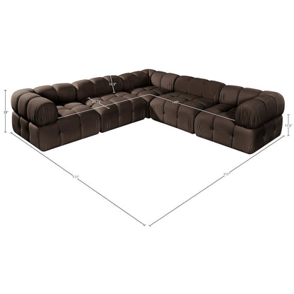 Orin Brown Velvet Performance Fabric Upholstered 5 pc. Sectional