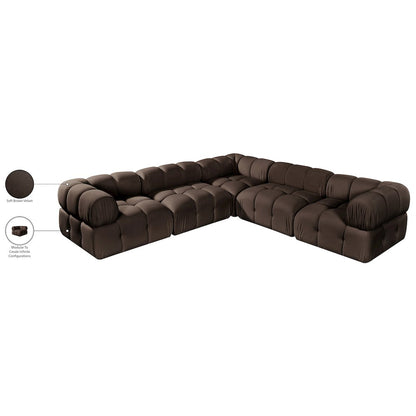 Orin Brown Velvet Performance Fabric Upholstered 5 pc. Sectional