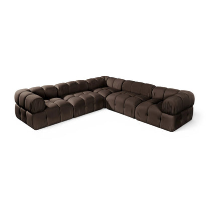 Orin Brown Velvet Performance Fabric Upholstered 5 pc. Sectional