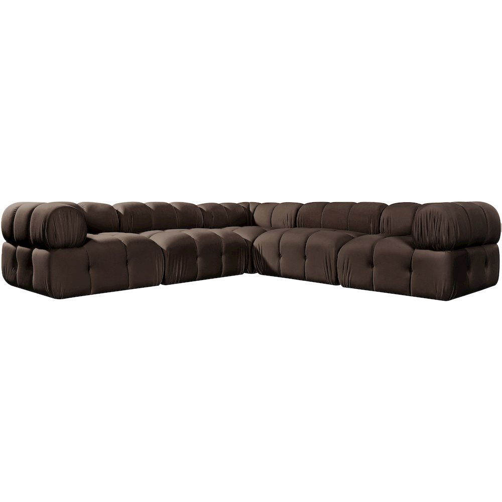 Orin Brown Velvet Performance Fabric Upholstered 5 pc. Sectional