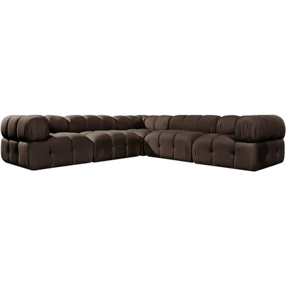 Orin Brown Velvet Performance Fabric Upholstered 5 pc. Sectional