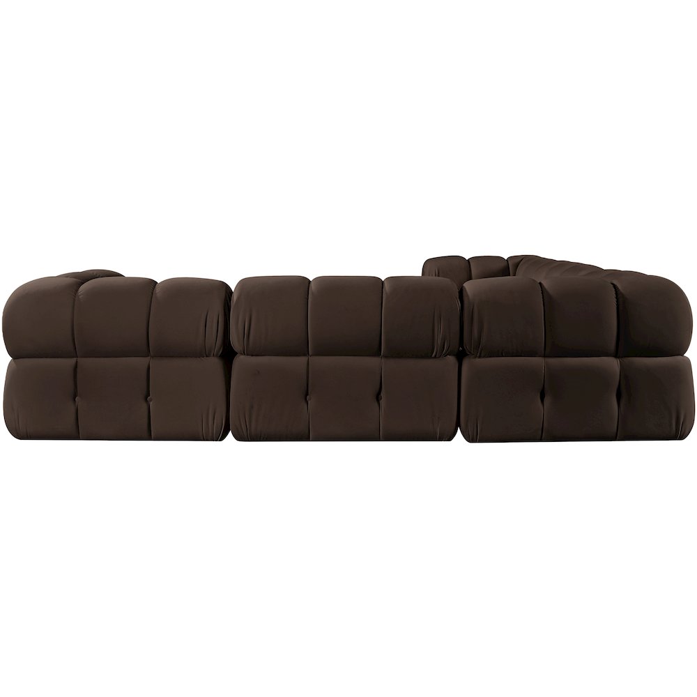 Orin Brown Velvet Performance Fabric Upholstered 5 pc. Sectional