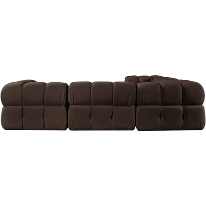 Orin Brown Velvet Performance Fabric Upholstered 5 pc. Sectional
