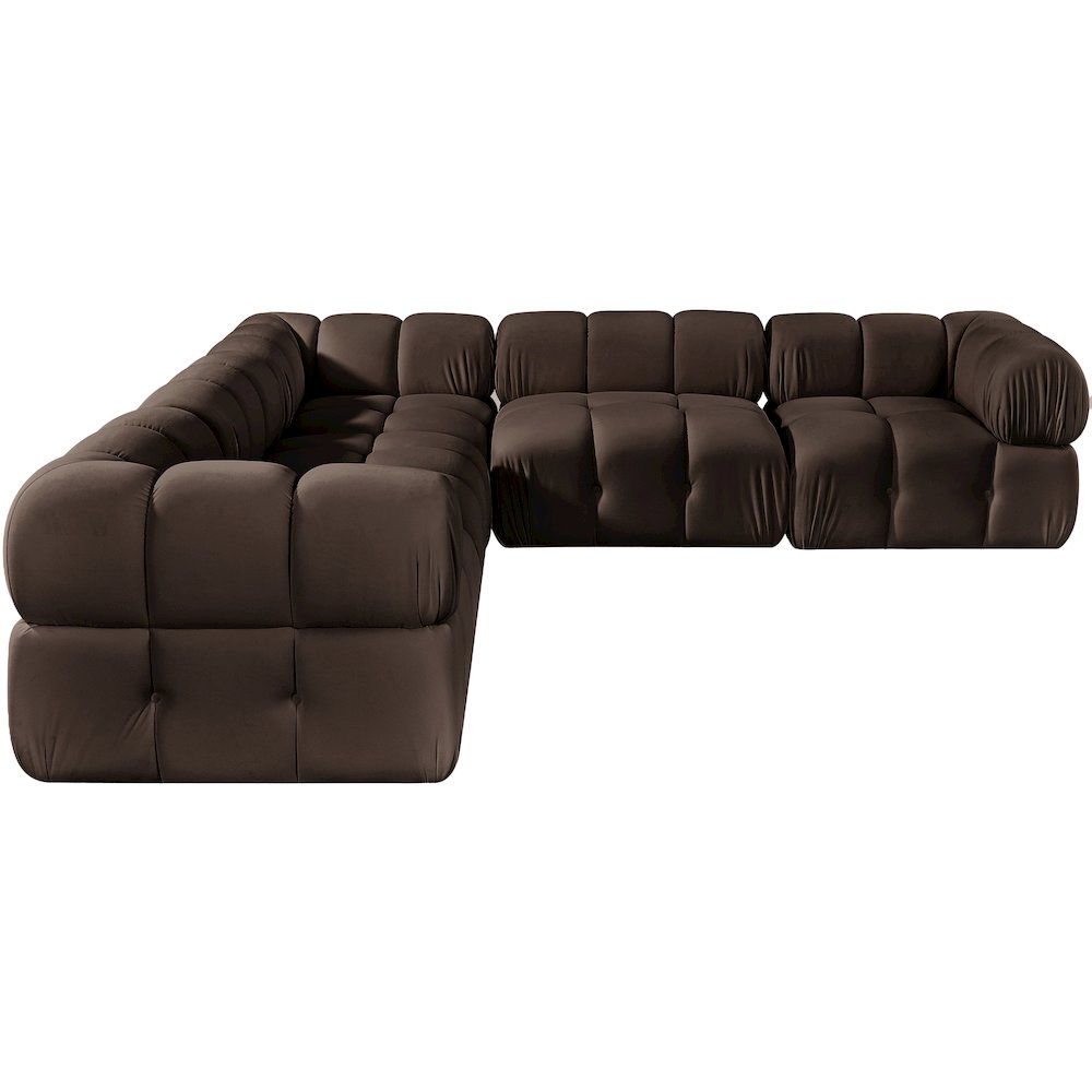 Orin Brown Velvet Performance Fabric Upholstered 5 pc. Sectional