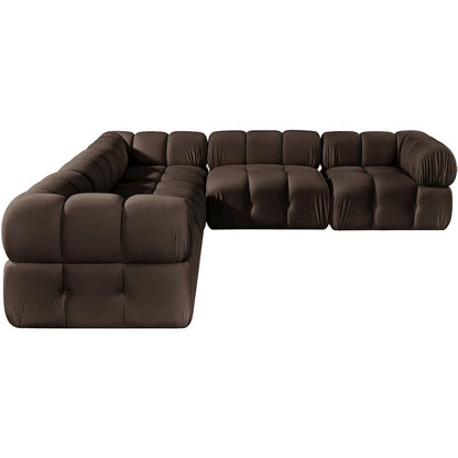 Orin Brown Velvet Performance Fabric Upholstered 5 pc. Sectional