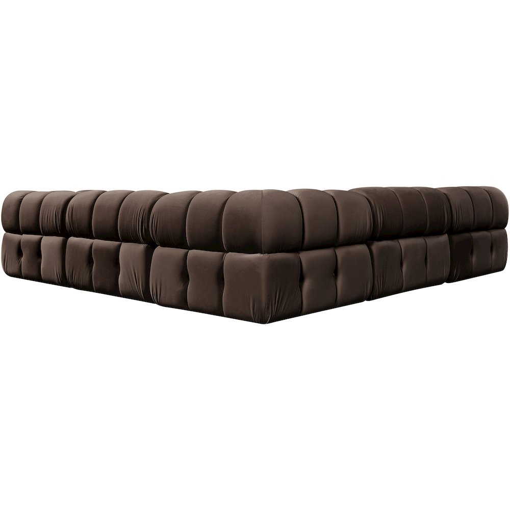 Orin Brown Velvet Performance Fabric Upholstered 5 pc. Sectional