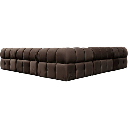 Orin Brown Velvet Performance Fabric Upholstered 5 pc. Sectional
