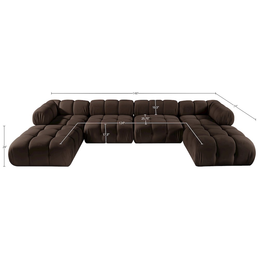 Orin Brown Velvet Performance Fabric Upholstered 6 pc. Sectional