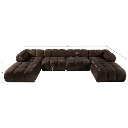 Orin Brown Velvet Performance Fabric Upholstered 6 pc. Sectional