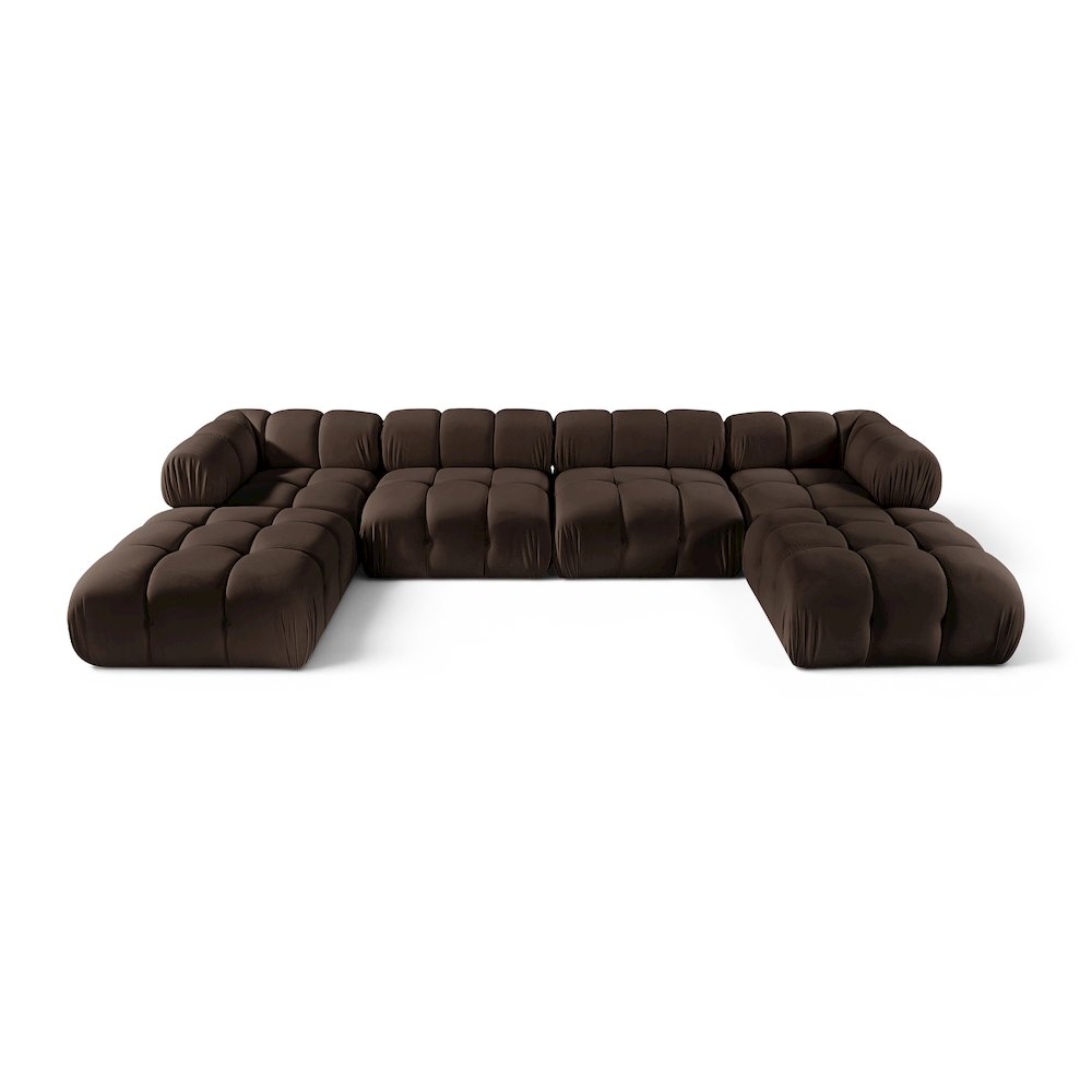 Orin Brown Velvet Performance Fabric Upholstered 6 pc. Sectional