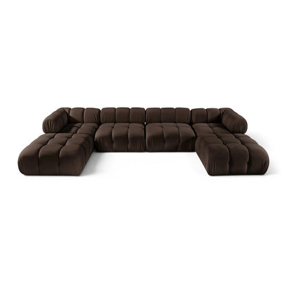 Orin Brown Velvet Performance Fabric Upholstered 6 pc. Sectional
