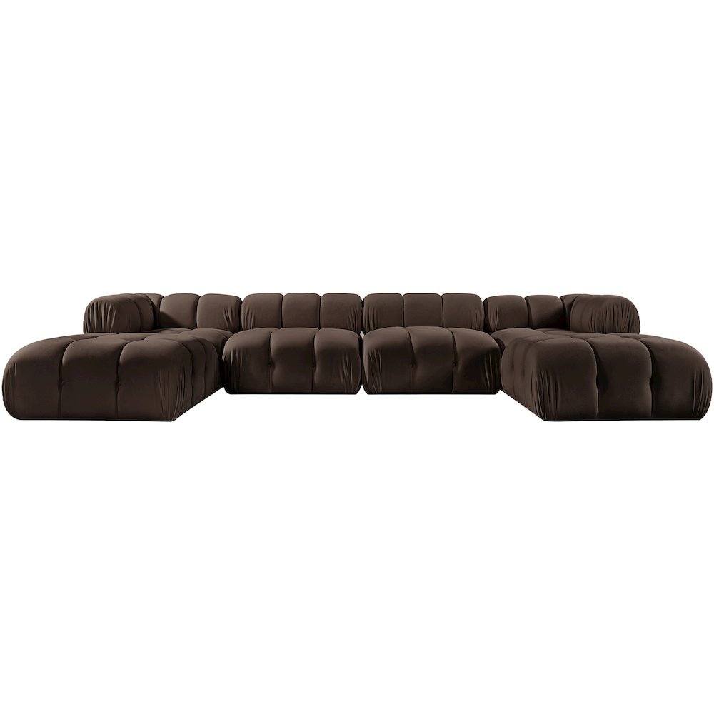 Orin Brown Velvet Performance Fabric Upholstered 6 pc. Sectional