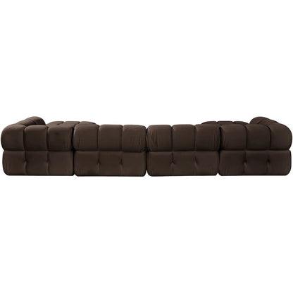 Orin Brown Velvet Performance Fabric Upholstered 6 pc. Sectional